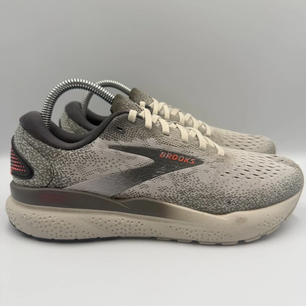 Brooks Ghost 16 White Running Shoes Women's‎ Size 8.5 Gray Sneakers 1204071B006